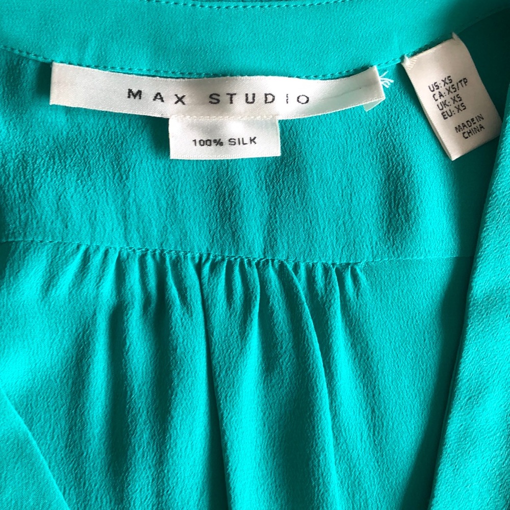 Max Studio Turquoise Silk Blouse